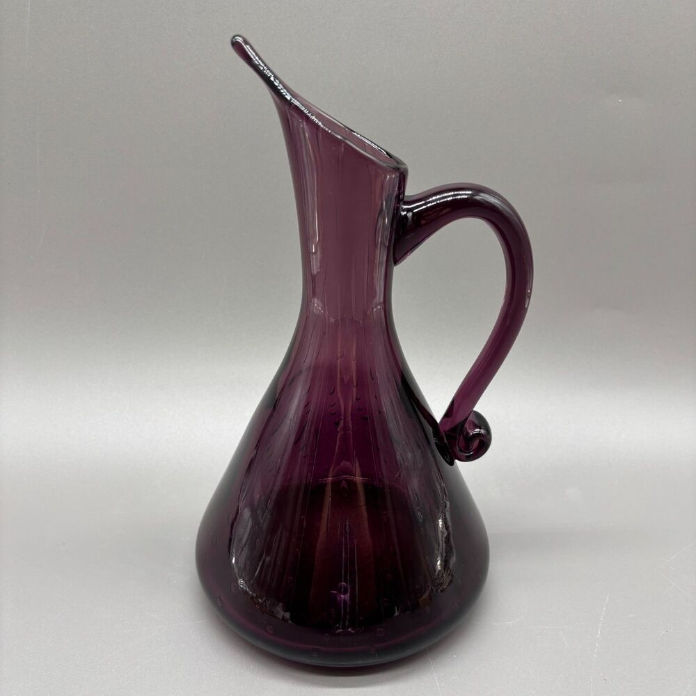 Rainbow Glass Company Amethyst Bullicante Pitcher Ewer Mid Century Modern 1960s